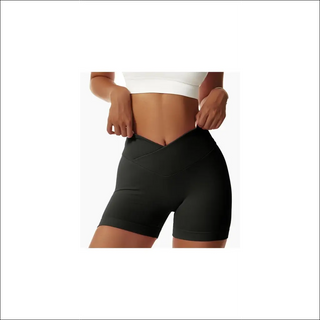 Form-fitting seamless sports shorts for active women. Sleek black athletic bottoms with a comfortable, flexible design.