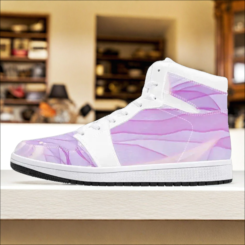 Vegan Leather High-Top Sneakers in Pastel Violet – Trendy Fashion Footwear by K-AROLE®️
