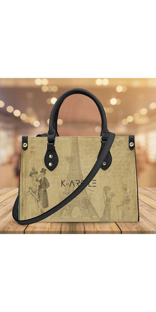 Elegant K-AROLE™ Designer Tote Bag with Metallic Accents - Stylish women's fashion accessory with chic pattern and sleek details.