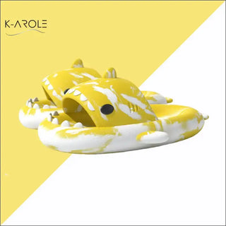 Colorful tie-dye shark-shaped bathroom slippers for women from K-AROLE fashion store.