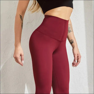 Sleek & Sculpting High-Waisted Compression Leggings - Wine