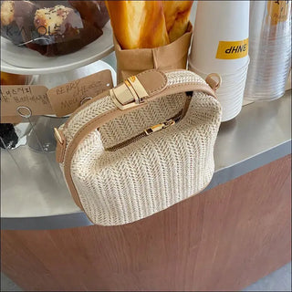 Small Straw Crossbody Summer Bag - Beige