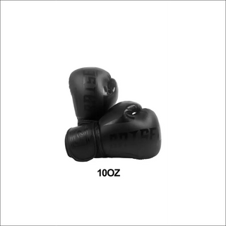 Pair of black boxing gloves with "10oz" printed on them, showcased against a plain white background.