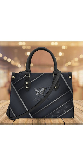 Elegant K-AROLE™️ Designer Leather Tote Bag with stylish black and gold accents, showcasing a premium fashion accessory for the modern woman.