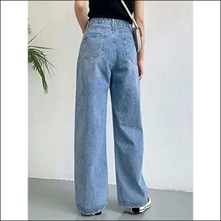 StreetwearDenim-High Waist Wide Leg Cotton Denim K-AROLE