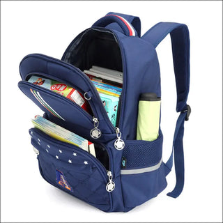 Stylish Kids’ Backpack - Vibrant Navy Polka Dot with Pink