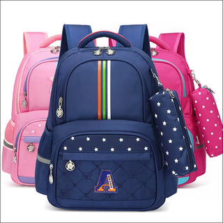 Stylish Kids’ Backpack - Vibrant Navy Polka Dot with Pink