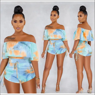 Stylish Tie-Dye Crop Top and Short Set - clothes