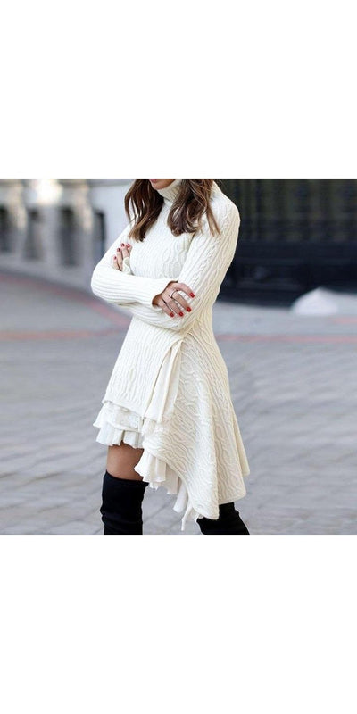 Sweater Women’s New Loose Knit Dress - White / 2XL - dress