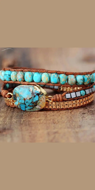 Tranquil Turquoise Leather Wrap Bracelet