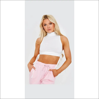 Trendy Tie-Detail Sleeveless Crop Top - White 01-21 / S