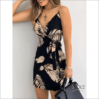 Elegant Tropical Floral Mini Dress - K - AROLE