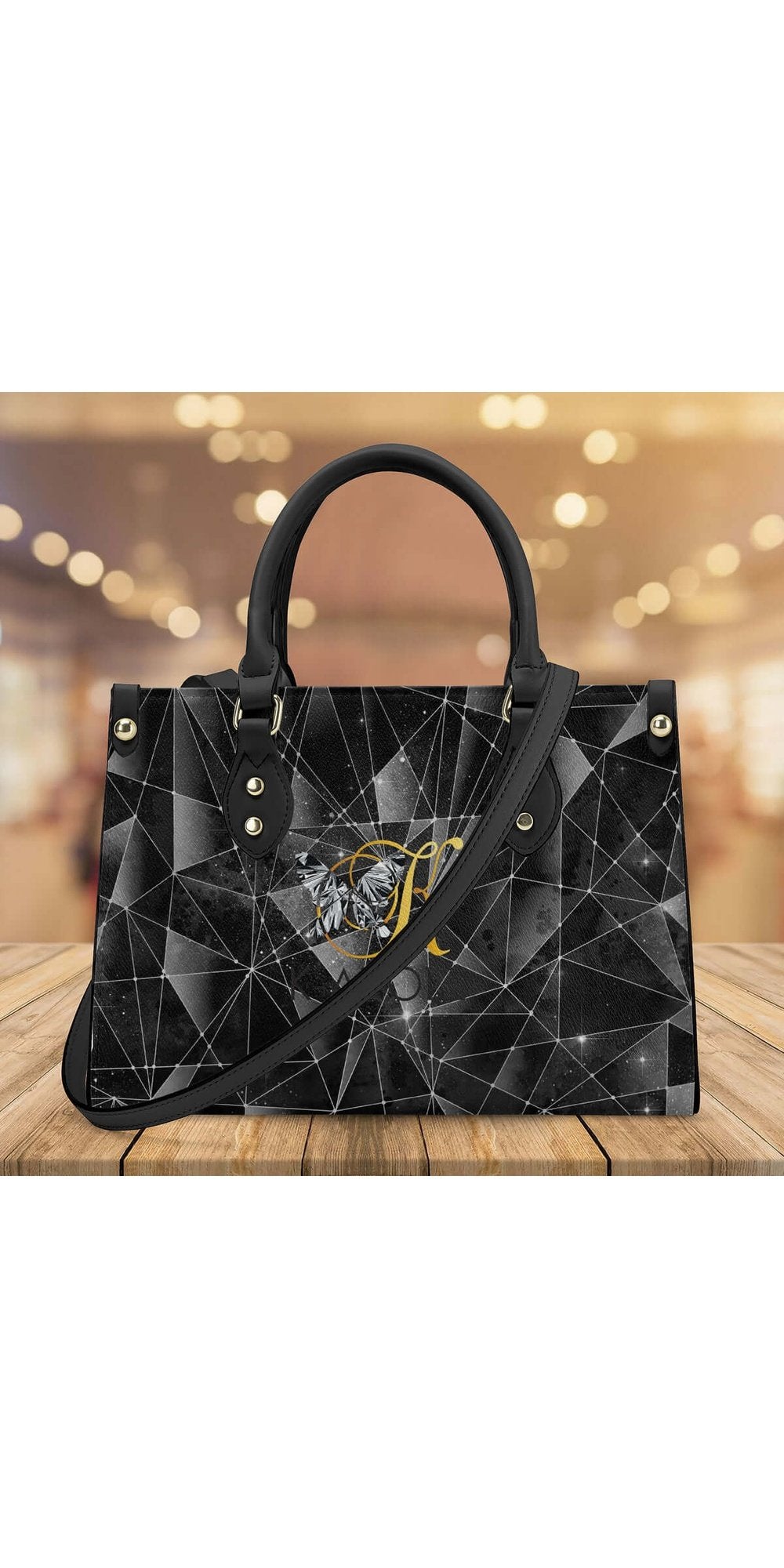 "Diamond Elegance: Elevate Your Style with Our Geometric Black Handbag"