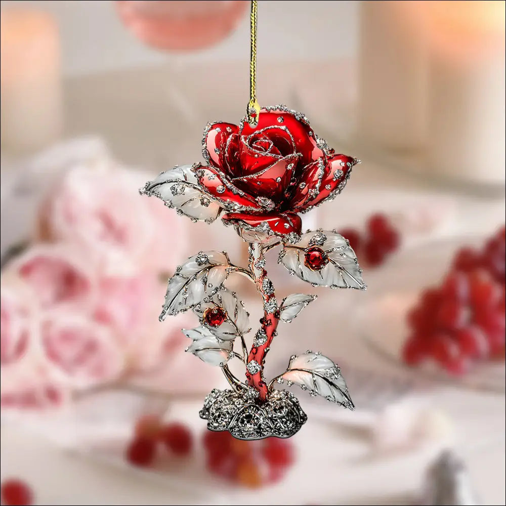 Valentine’s Day Red Rose 2D Pendant Car Interior Design