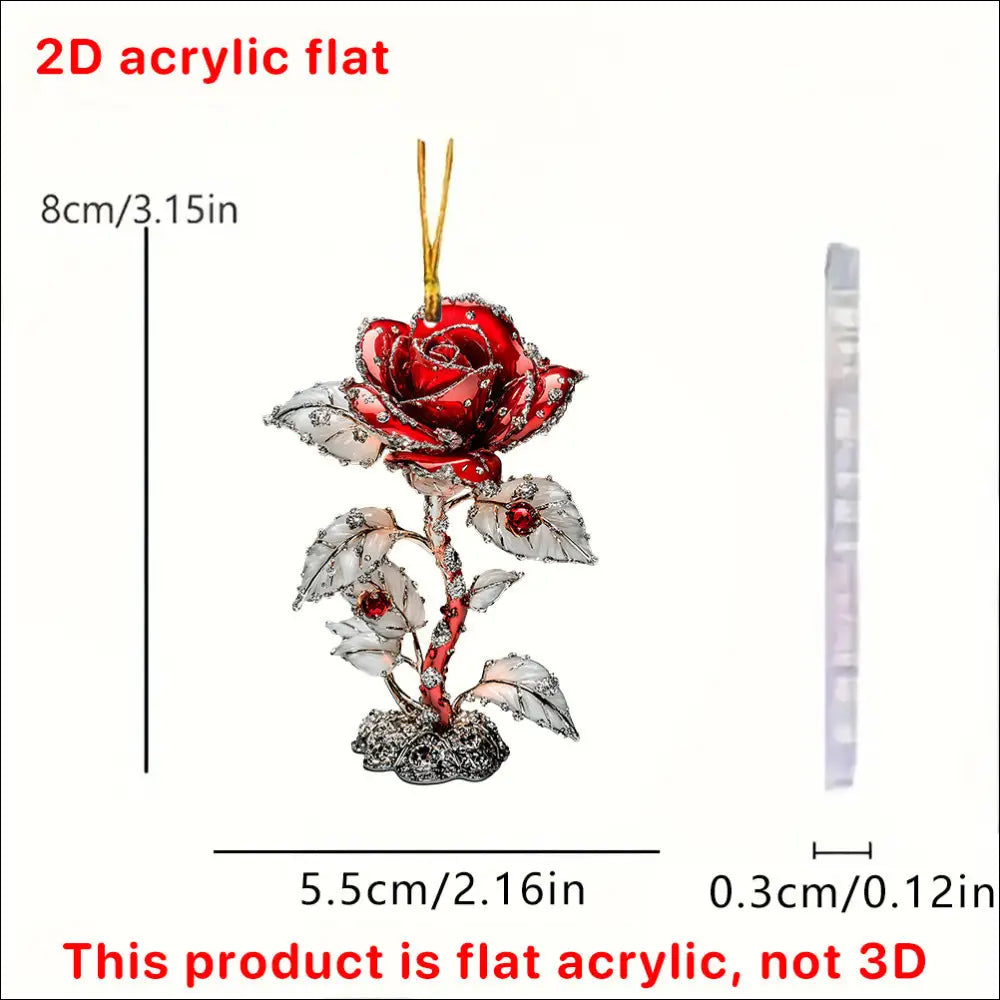 Valentine’s Day Red Rose 2D Pendant Car Interior Design