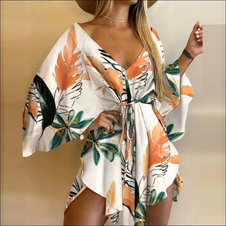 Vibrant Floral Delight: K-AROLE™ Wrap Front Romper