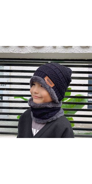 Cozy winter fashion: Stylish knitted hat and scarf combo for warmth and comfort