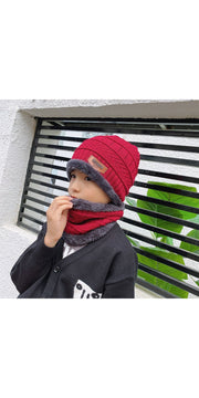 Winter Beanie Hat Scarf Set Warm Knit Thick Fleece Lined