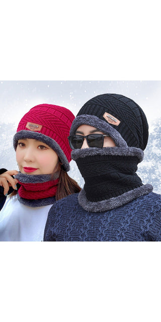 Stylish winter accessories: Chic knitted beanie hats and warm scarves for cold weather fashion