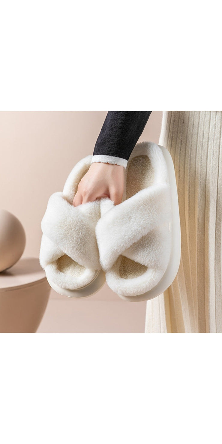 Women’s Platform Fuzzy Home Slippers Winter Open Toe
