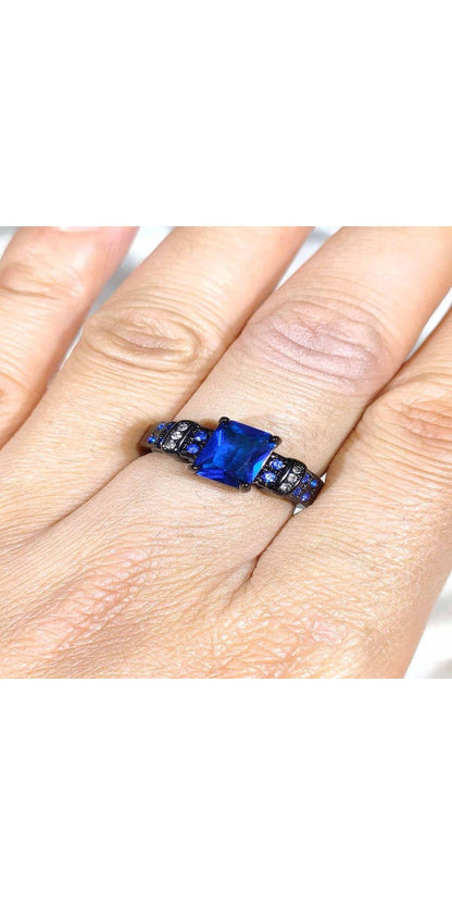 Couple Rings Matching Rings 1CT Blue CZ Women'S Wedding Ring Wedding Band