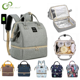 Diaper Bag Mummy Maternity Baby Bags Small Travel Grey Nappy Changing Backpack Women Insulated Lunch Bag Stroller Organizer ZXH