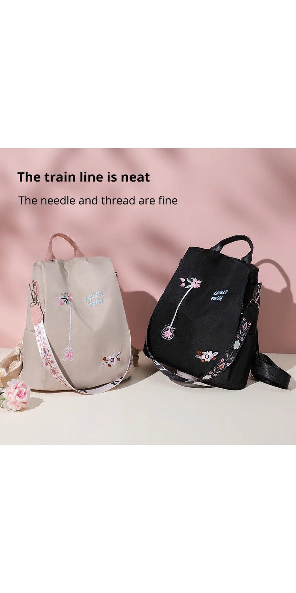 Waterproof Oxford Women Backpack Fashion Casual Embroidery Bag Designer Female Large Capacity Travel Handbag Shopping Knaps