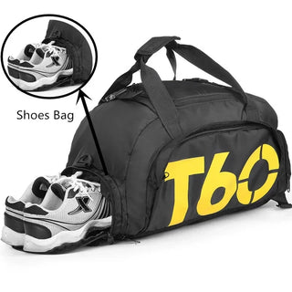 Waterproof Fitness Gym Bag with Separate Shoes Compartment, Sporty Design in Black and Yellow Color, Lightweight Gym Bag for Men and Women