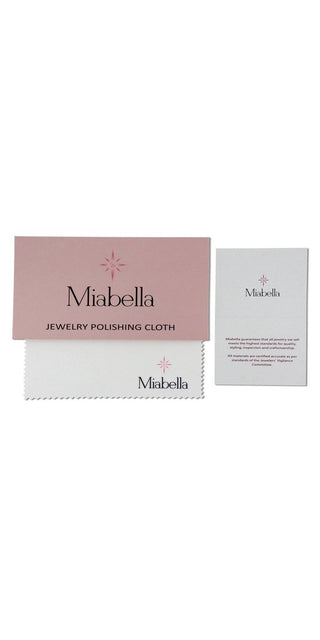 Elegant jewelry polishing cloth by Miabella, designed to clean and maintain the shine of fine jewelry.