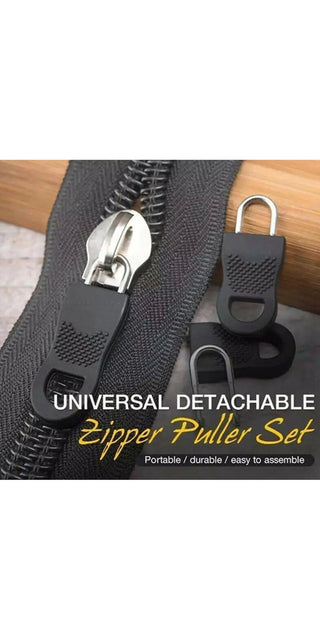Universal zipper repair kit with detachable puller set for clothing, backpacks, and bags
