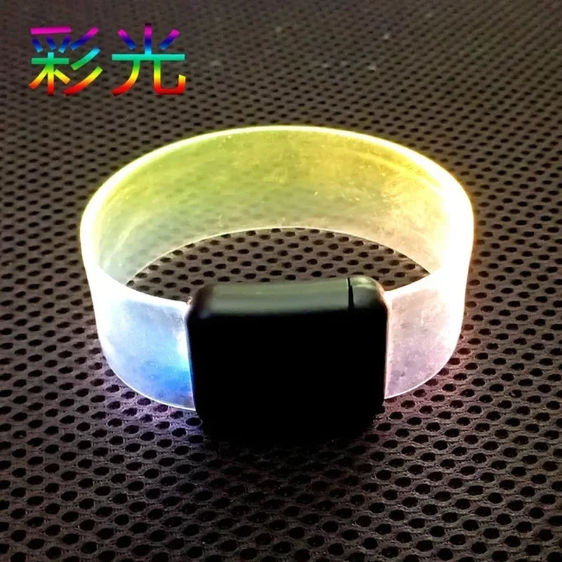 LED Battery Light-Emitting Bracelet Silicone Sound Controlled Bracelet Flashing Safety Light Band Party Luminous Cheering Props