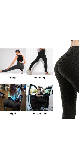 Women TIK Tok Leggings Bubble Textured Leggings Butt Lifting Yoga Pants Black Amazon Banned