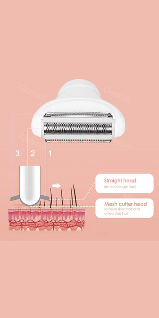 5-in-1 Electric Women's Hair Removal Epilator with Straight Head, Mesh Cutter Head, and Attachments
