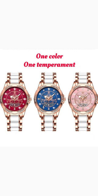 Elegant rose gold luxury women's watches featuring one-color, one-temperament design with leather bands and decorative embellishments.