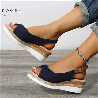 Bow Shoes Summer Peep Toe Platform Sandals Buckle Daily Casual Shoes - Elegance and K-AROLE
