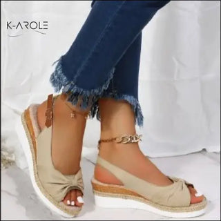 Bow Shoes Summer Peep Toe Platform Sandals Buckle Daily Casual Shoes - Elegance and K-AROLE
