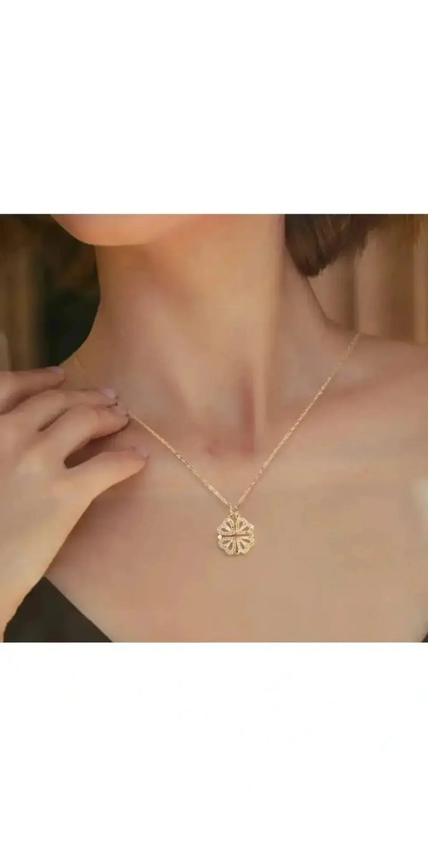 CloverCharm -Heart-Shaped Four Leaf Clover Pendant Necklace