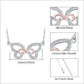 Cubic Zirconia Butterfly Infinity Necklace in Sterling Silver K-AROLE