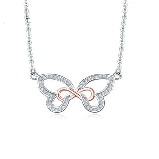 Cubic Zirconia Butterfly Infinity Necklace in Sterling Silver K-AROLE