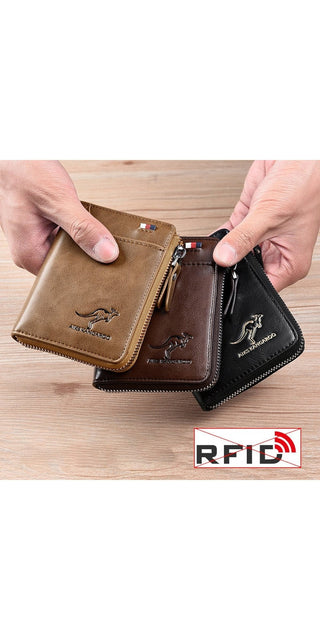 Stylish Leather Wallet with RFID Protection - Sleek Zipper Leather Wallet for Men by K-AROLE