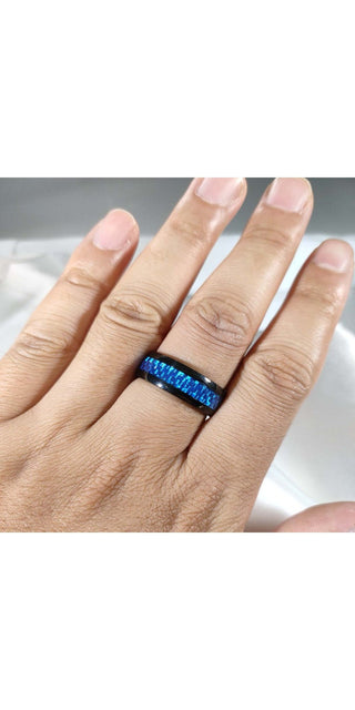 Elegant Couple Rings with 1CT Blue CZ Stone for Women's Wedding and Anniversary at K-AROLE