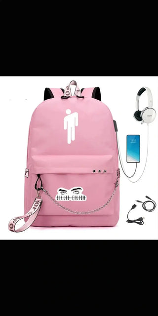 Fashionable And Simple Outdoor USB Charging Backpack - B -