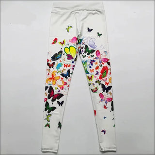 Colorful floral and butterfly printed leggings by K-AROLE fashion brand.