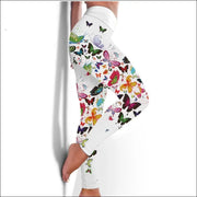 Floral Butterfly Leggings High Waist Slim Yoga Pants Leggings