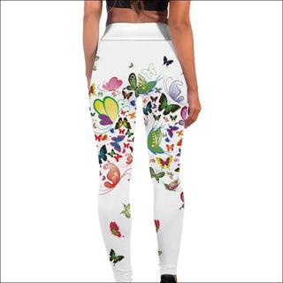 Colorful butterfly and floral printed women's leggings from the K-AROLE Spring/Summer 2024 collection, showcasing a vibrant and trendy design.