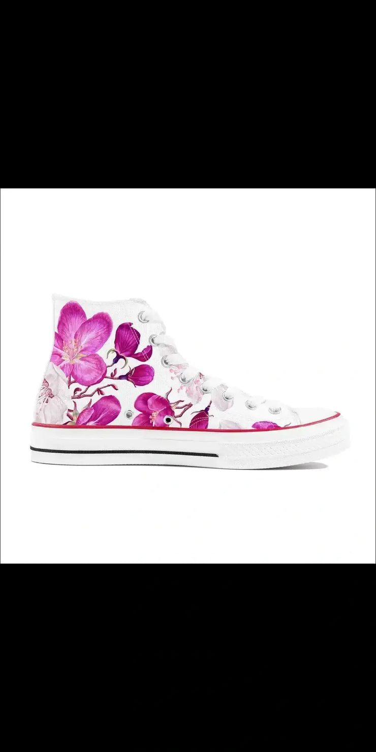 High Top Canvas Shoes flowersles-