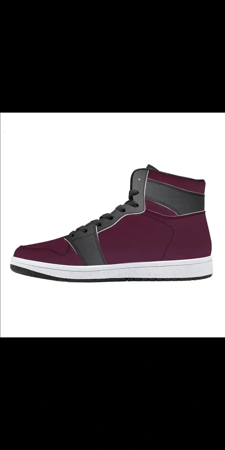 High-Top Synthetic Leather Sneakers - Saloon sneakers shoes