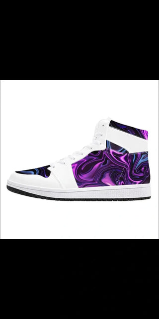 High-Top Synthetic Leather Sneakers - Toxic purple Sneakers Shoes K-AROLE