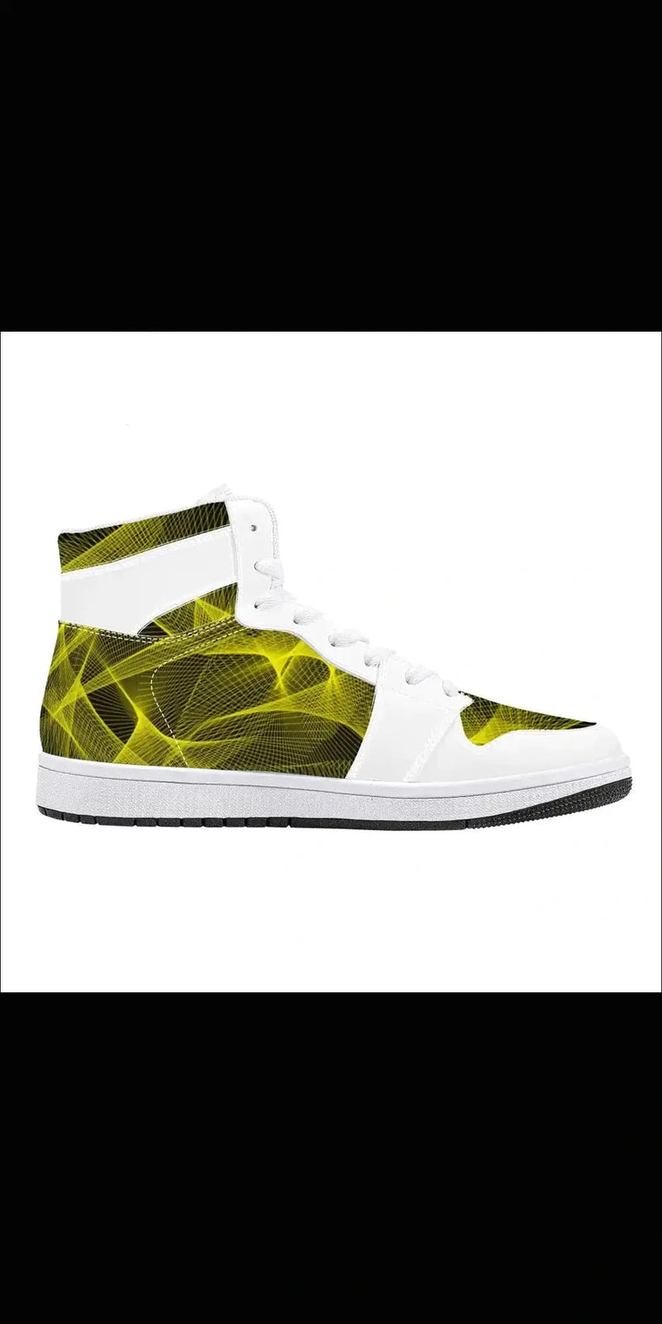High-Top Synthetic Leather Sneakers - vibrating lacis sneakers shoes