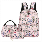 Japanese Style Backpack With Floral Shoulders - All pink -